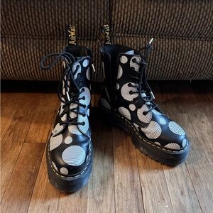 Dr. Martens Black and White Patterned Combat Boots